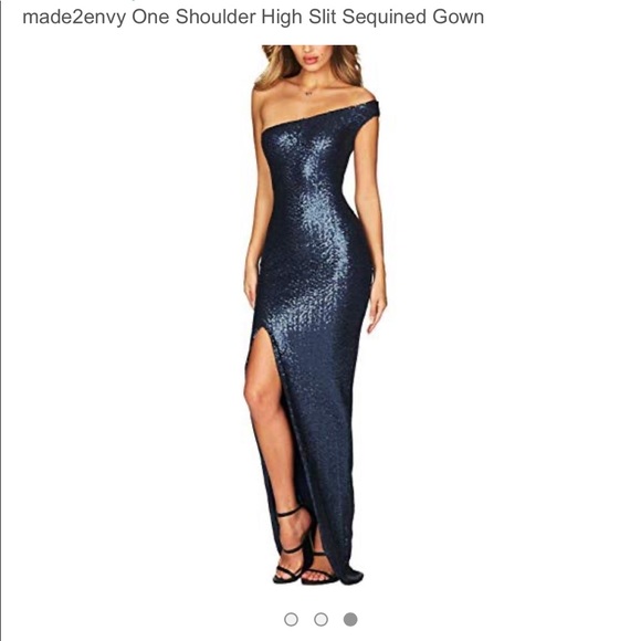 made2envy Dresses & Skirts - Fits 6-8-One shoulder blue sequins gown